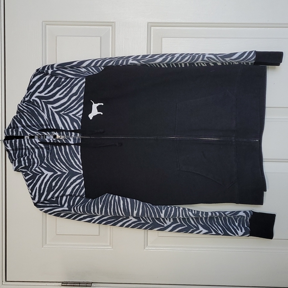 Victoria's Secret Pink Full Zip Color Block Y2K Zebra Animal Print Casual
